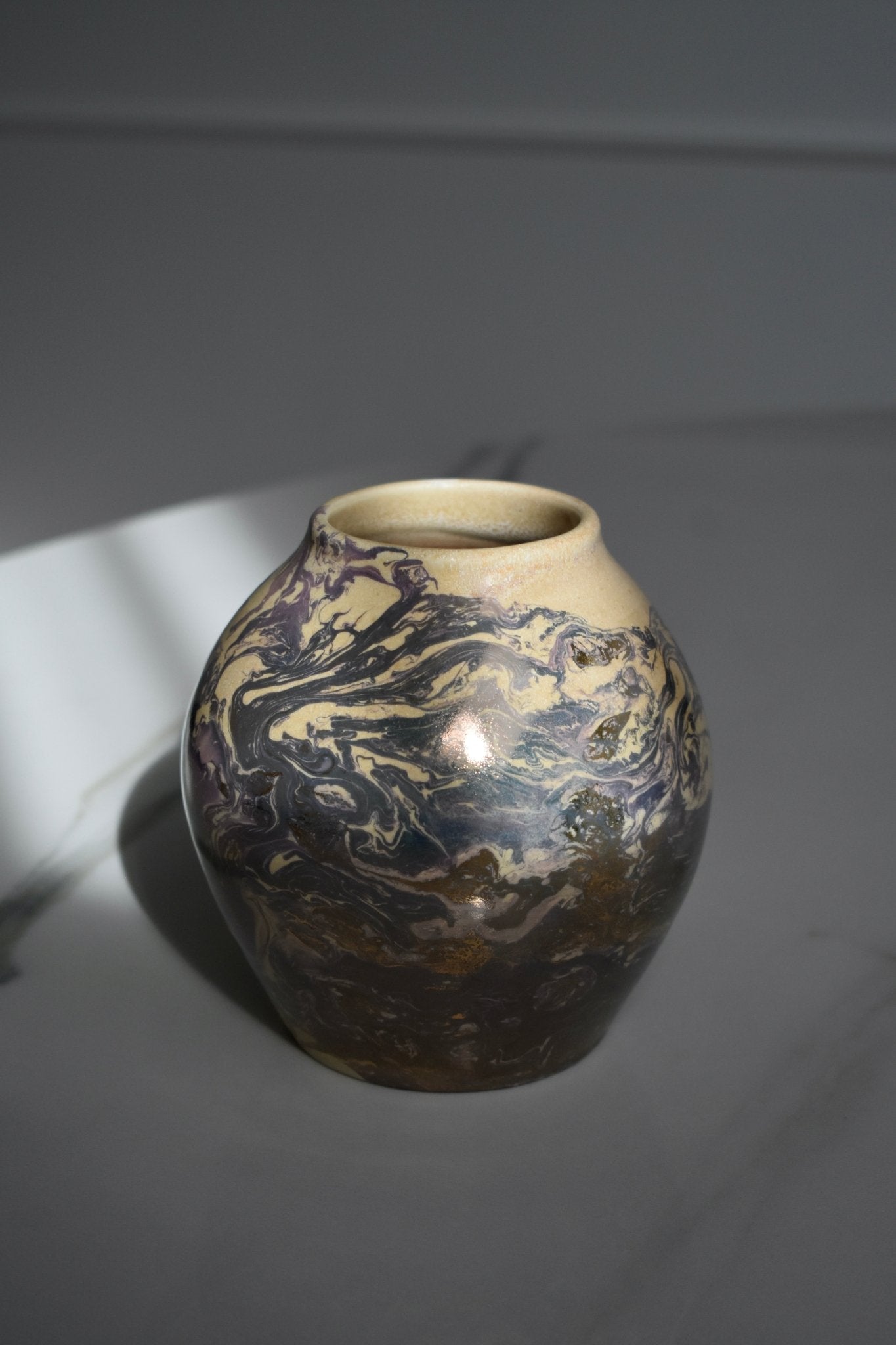 Gold Marbled Vessel - flow studio ceramics