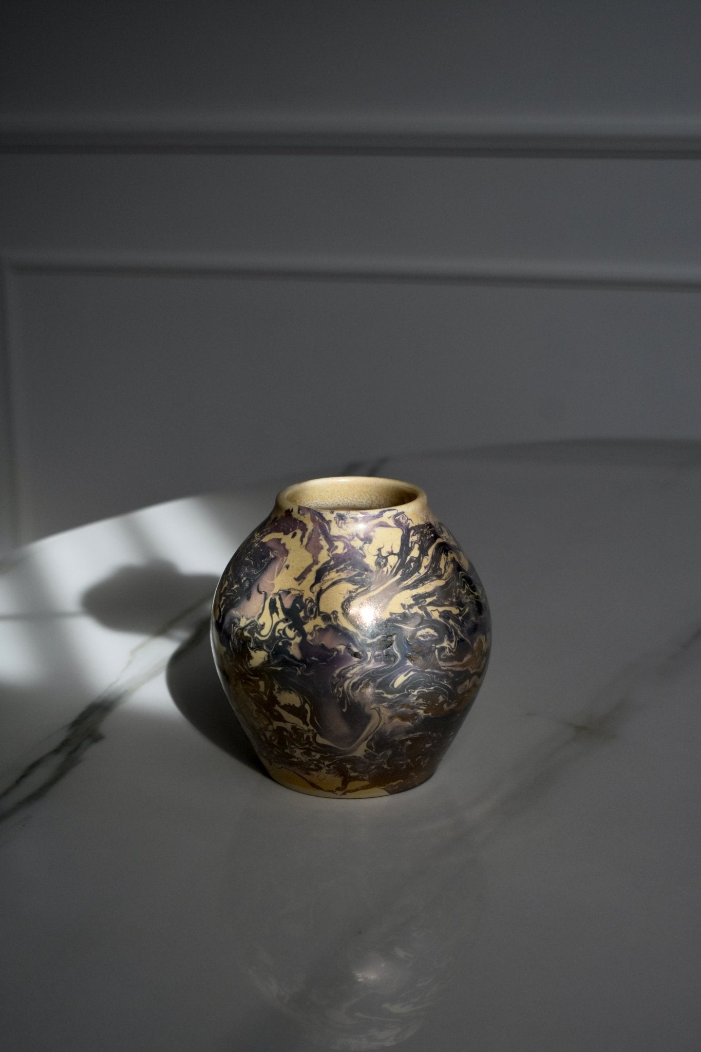 Gold Marbled Vessel - flow studio ceramics