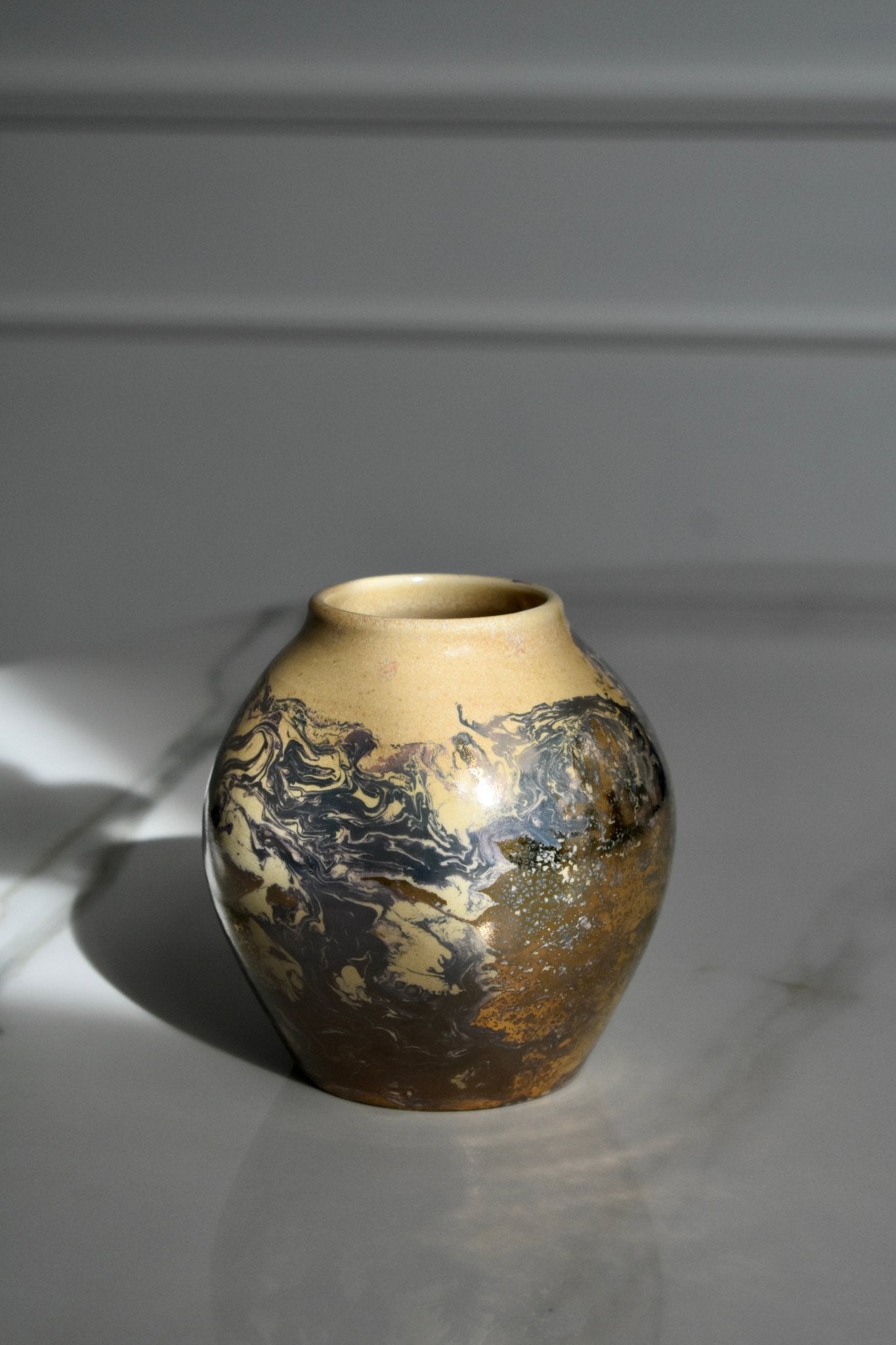 Gold Marbled Vessel - flow studio ceramics