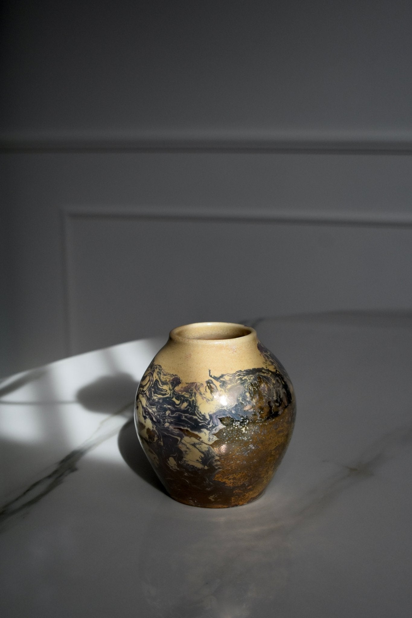 Gold Marbled Vessel - flow studio ceramics