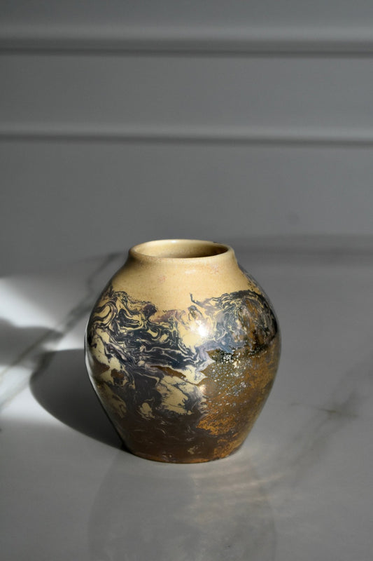 Gold Marbled Vessel - flow studio ceramics